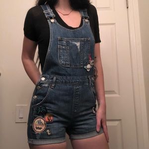Topshop denim overalls with patches